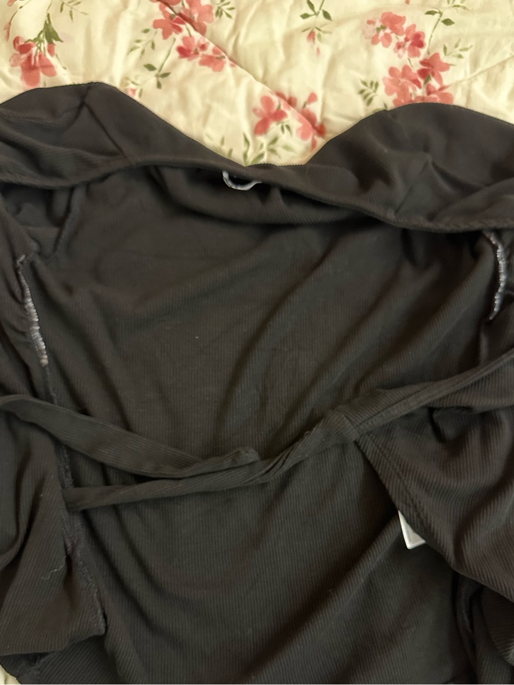 Lucy in the Sky Black Wrap Peplum Long-Sleeve Top with Side Tie - Picture 5 of 6